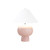 Worlds Away Bulb Shape Ceramic Table Lamp - White Linen Coolie Shade - Blush