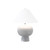Worlds Away Bulb Shape Ceramic Table Lamp - White Linen Coolie Shade - Light Grey