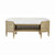 Worlds Away Oval Bench - Cerused Oak And Natural Cane - White Linen Cushion