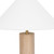 Worlds Away Brushed Brass Base Table Lamp - White Linen Coolie Shade - Cerused Oak