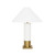 Worlds Away Brushed Brass Base Table Lamp - White Linen Coolie Shade - White Lacquer