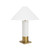 Worlds Away Brushed Brass Base Table Lamp - White Linen Coolie Shade - White Lacquer