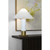 Worlds Away Brushed Brass Base Table Lamp - White Linen Coolie Shade - White Lacquer