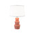 Worlds Away Three Tier Ceramic Table Lamp - White Linen Shade - Coral