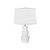 Worlds Away Three Tier Ceramic Table Lamp - White Linen Shade - White