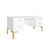 Worlds Away Four Drawer Desk - White Lacquer - Brass Base