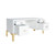 Worlds Away Four Drawer Desk - White Lacquer - Brass Base