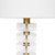 Worlds Away Acrylic And Brushed Brass Stack Lamp - White Linen Shade