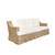 Worlds Away Lawson Style Sofa - Natural Rattan - Scalloped Skirt And Ivory Linen Cushions