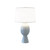 Worlds Away Tall Bulb Shape Ceramic Table Lamp - White Linen Shade - Light Blue