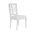 Worlds Away Coral Motif Back Dining Chair - White Linen Seat - Matte White Lacquer