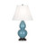 Small Double Gourd Table Lamp - Deep Patina Bronze - Steel Blue