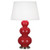 Triple Gourd Table Lamp - Antique Silver - Ruby Red