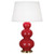 Triple Gourd Table Lamp - Antique Brass - Ruby Red