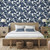 NextWall Pinstripe Leaf Trail - Dark Blue