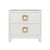 Worlds Away Cole Side Table - White Textured Linen