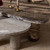 Four Hands Zion Coffee Table Set - Small Antique White Marble + Large Rocky Brown Marble