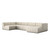 Four Hands Langham Channeled 5 PC Sectional w/ RAF Chaise - Crypton Nomad Snow