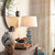 Jamie Young Rowan Wood Beaded Table Lamp with Linen Shade - Blue