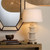 Jamie Young Rowan Wood Beaded Table Lamp with Linen Shade - Cream