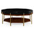 Jonathan Charles Octavia Octagonal Calista Cocktail Ottoman, Upholstered In Black Leather