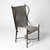 Studio A Iron Wing Chair w/Grey Hair - on - Hide