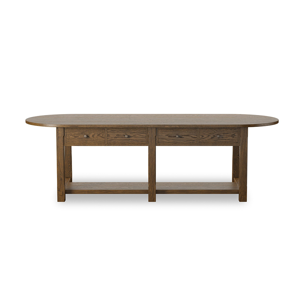 Amber Lewis x Four Hands Elise Kitchen Island - Spiced Oak Veneer