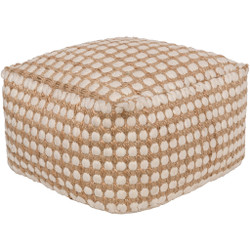 Surya Oak Cove Cube Pouf - OCPF4002 - White, Khaki