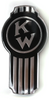 Custom Knobs Kenworth Hood Emblem Engraved Old Style - Black/Chrome