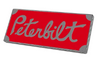 Custom Knobs Peterbilt Old Style Engraved Rectangle Hood Emblem - Red/Chrome