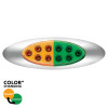 United Pacific 10 LED Oval Double Fury Light with Clear Lens and Chrome Bezel - Amber/Green