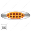 United Pacific 10 LED Oval Double Fury Light with Clear Lens and Chrome Bezel - Amber/Green