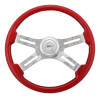 Steering Creations 18" Red Painted Wood Steering Wheel (4 Spoke)
