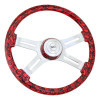 Steering Creations 18" Printed Wood Rim Steering Wheel- Skulls Viper Red