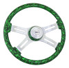 Steering Creations 18" Printed Wood Rim Steering Wheel- Skulls Green