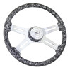 Steering Creations 18" Printed Wood Rim Steering Wheel- Skulls Silver