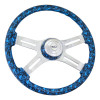 Steering Creations 18" Printed Wood Rim Steering Wheel- Skulls Blue
