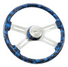 Steering Creations 18" Printed Wood Rim Steering Wheel- Big Skulls Blue