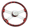 Steering Creations 18" Printed Wood Rim Steering Wheel- Big Skulls Red