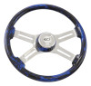 Steering Creations 18" Printed Wood Rim Steering Wheel- "Classic Inferno Blue"