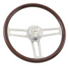 Steering Creations 18" Wood Rim, Half Wrap Billet Chrome Aluminum Steering Wheel- "Speed Racer"