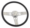 Steering Creations 18" Wood Rim, Half Wrap Billet Chrome Aluminum Steering Wheel- "Triple Threat"