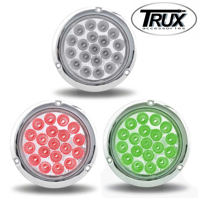 Trux 4in Flanged Dual Revolution LED Light - Red/Green