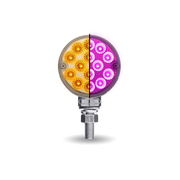 Dual Revolution Amber/Red to Purple Mini Double Face Round Light