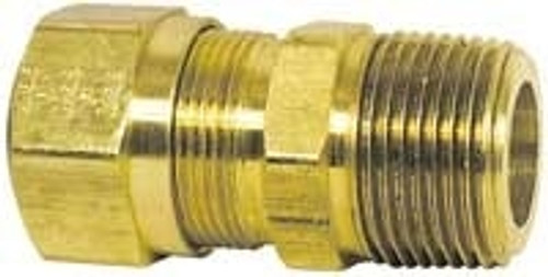 Imperial DOT Approved Male Connector, Compression Air Brake Fitting, Brass, 1/2 In. x 3/8 In.