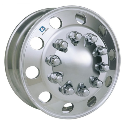 22.5in x 8.25in Polished Aluminum 10 Lug Drive / Trailer Wheel