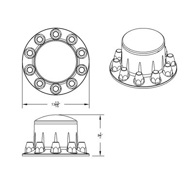 United Pacific Rear Axle Cover Kit 33 MM Thread-On / Single Wheel