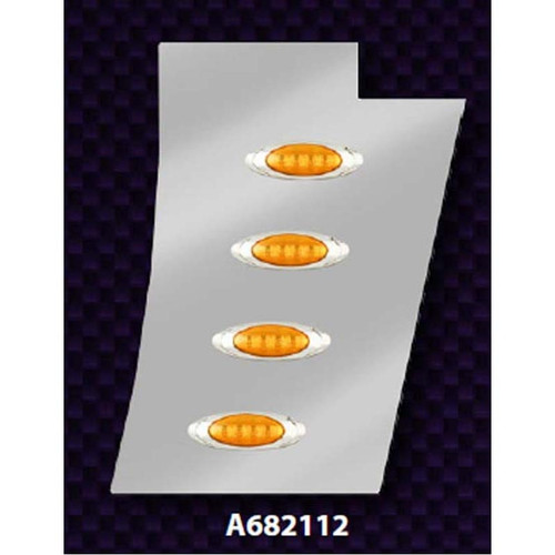 Phoenix Design Peterbilt 389 Notched Hood Extensions Panels with Amber Lights