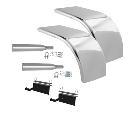 Hogebuilt Half-Tandem Low-Rider Fenders. SS Mirror Shine Pair