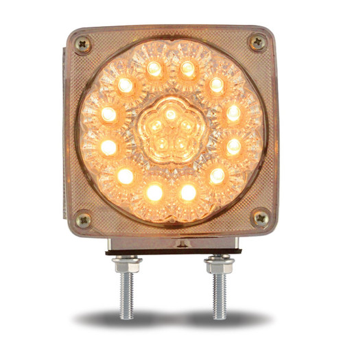 Trux Accessories Clear Amber / Clear Red Turn Signal & Marker Double Face LED Fender Light - Passenger Side - Double Post